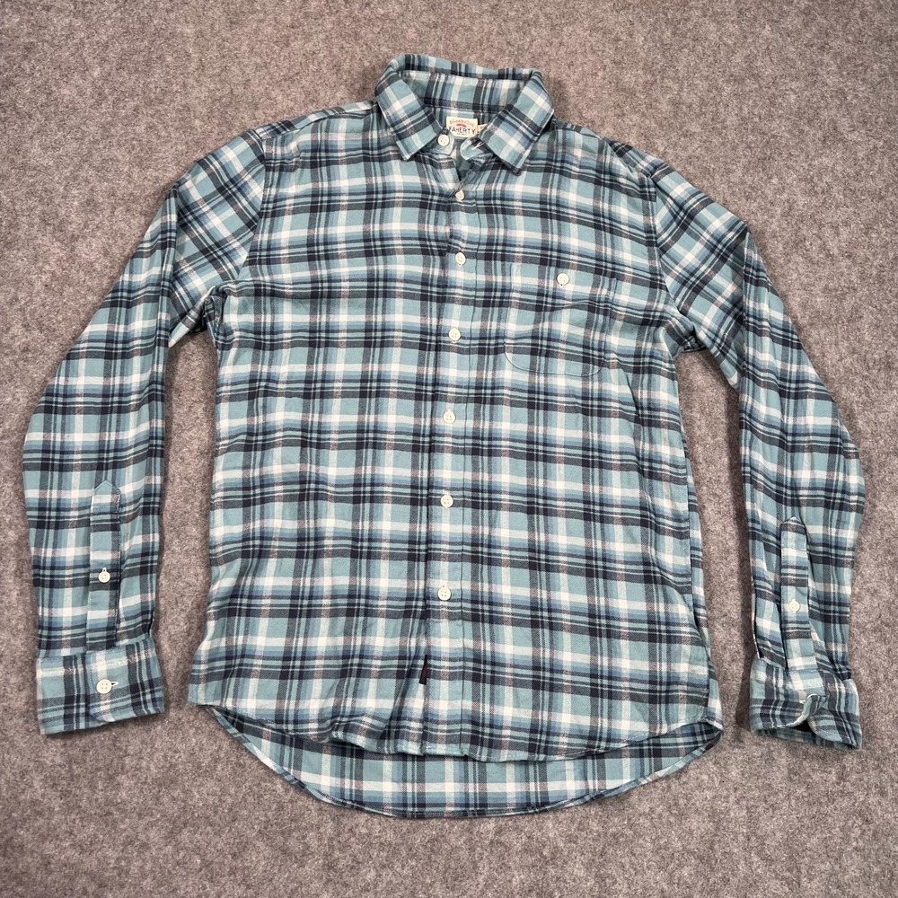 Faherty Blue Plaid Delray Long Sleeve Flannel Button Up Shirt Men's Size Medium